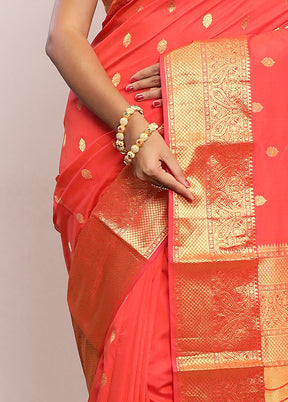 Pink Kanjivaram Silk Saree With Blouse Piece