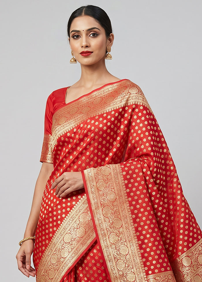 Pink Banarasi Silk Saree With Blouse Piece