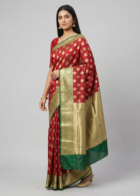 Red Uppada Silk Saree With Blouse Piece