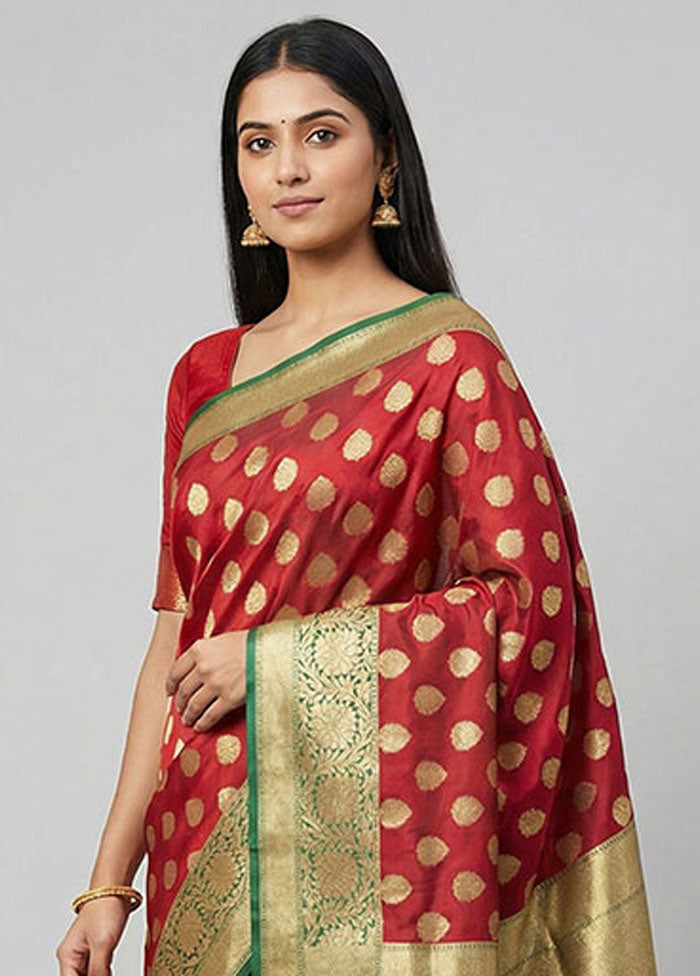 Red Uppada Silk Saree With Blouse Piece