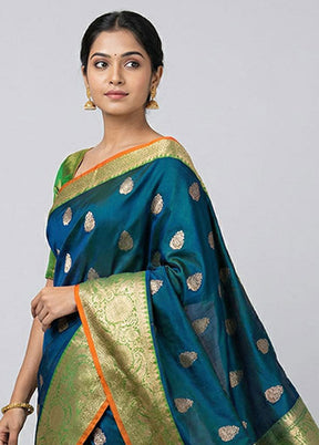 Green Handloom Katan Pure Silk Saree With Blouse Piece