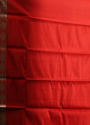 Red Handloom Banarasi Pure Silk Saree With Blouse Piece