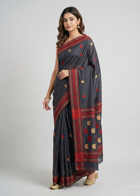 Black Matka Silk Saree With Blouse Piece