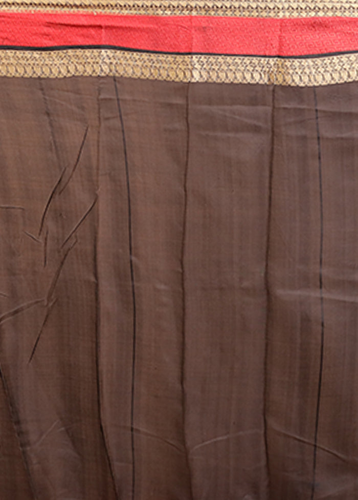 Black Printed Pure Silk Saree Without Blouse Piece
