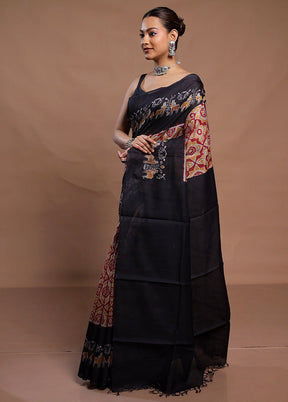 Multicolor Handloom Tussar Pure Silk Saree With Blouse Piece