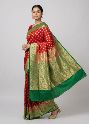 Blue Banarasi Silk Saree With Blouse Piece