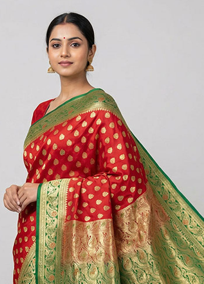 Blue Banarasi Silk Saree With Blouse Piece