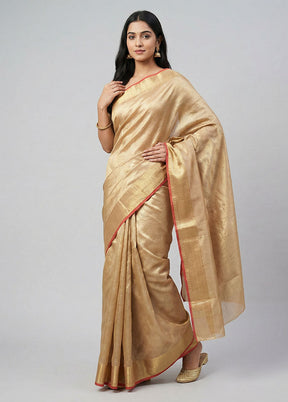 Cream Tissue Silk Saree With Blouse Piece