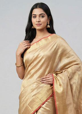 Cream Tissue Silk Saree With Blouse Piece