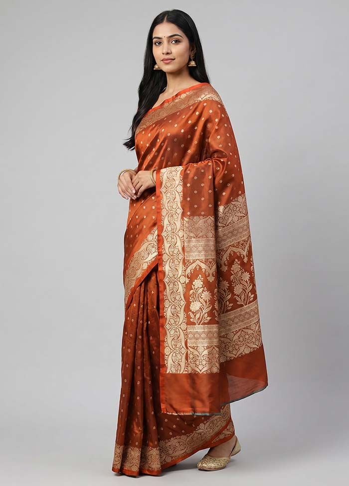 Red Handloom Banarasi Pure Silk Saree With Blouse Piece