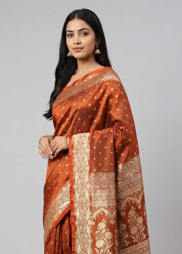 Red Handloom Banarasi Pure Silk Saree With Blouse Piece
