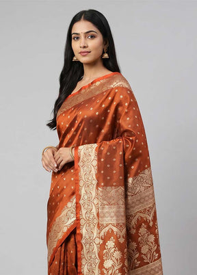 Red Handloom Banarasi Pure Silk Saree With Blouse Piece