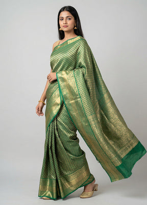 Green Kanjivaram Silk Saree With Blouse Piece