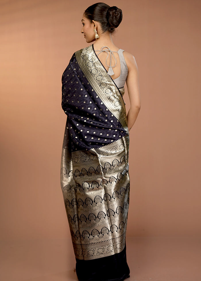 Blue Tanchoi Silk Saree With Blouse Piece