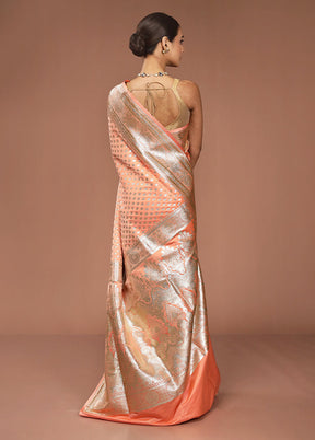Rust Uppada Silk Saree With Blouse Piece