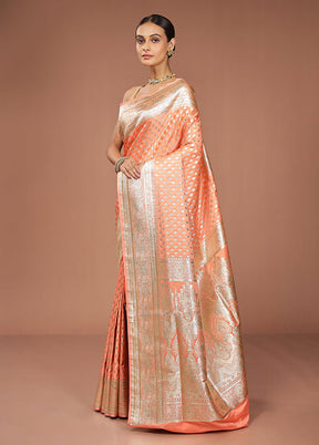Rust Uppada Silk Saree With Blouse Piece