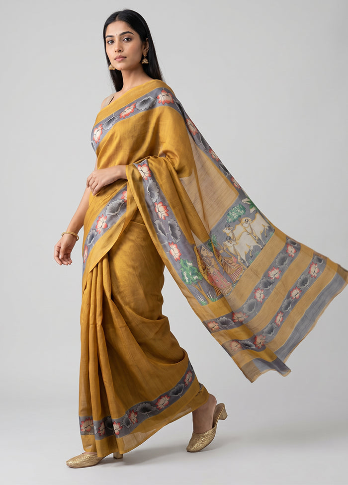 Grey Tussar Silk Saree With Blouse Piece