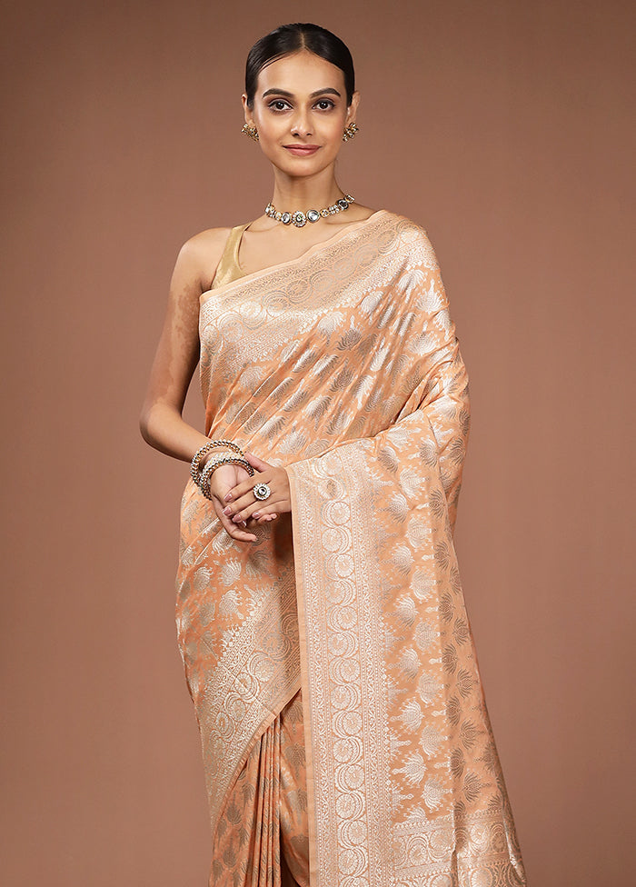 Peach Uppada Silk Saree With Blouse Piece