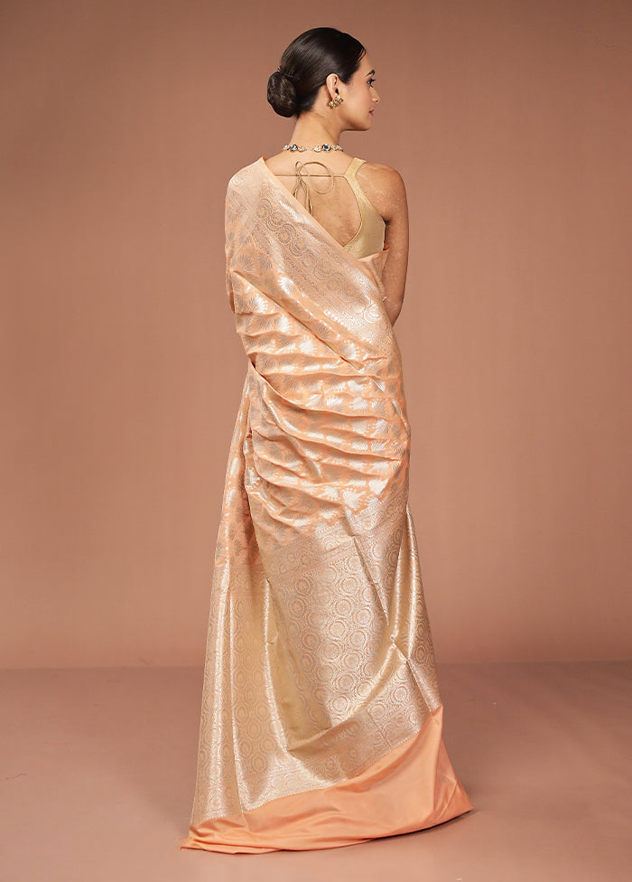 Peach Uppada Silk Saree With Blouse Piece