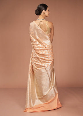 Peach Uppada Silk Saree With Blouse Piece