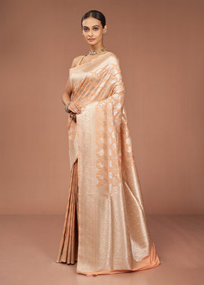 Peach Uppada Silk Saree With Blouse Piece