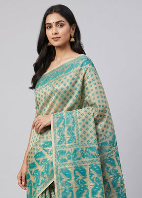 Cream Jamdani Cotton Saree Without Blouse Piece