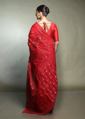 Multicolor Tant Jamdani Saree Without Blouse Piece