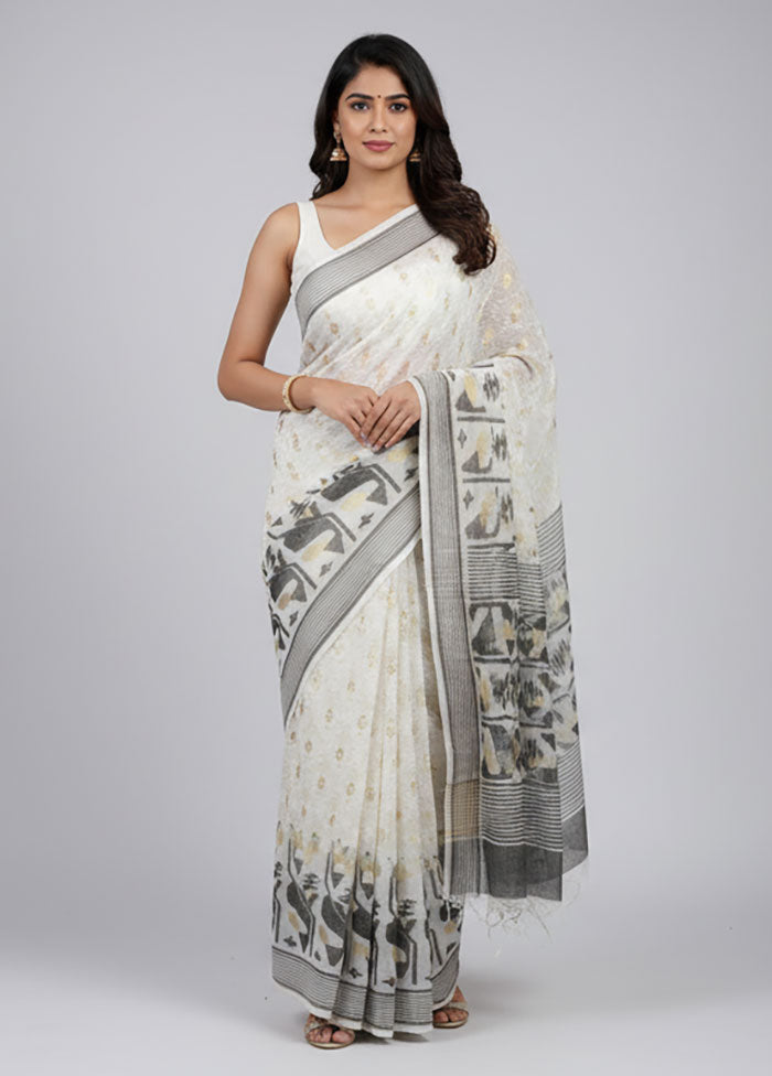 Multicolor Jamdani Cotton Saree Without Blouse Piece