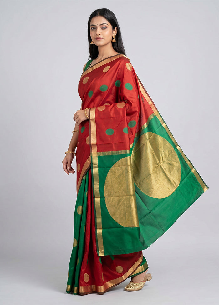Maroon Kanjivaram Silk Saree With Blouse Piece