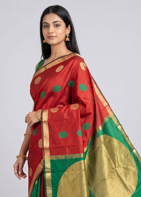 Maroon Kanjivaram Silk Saree With Blouse Piece