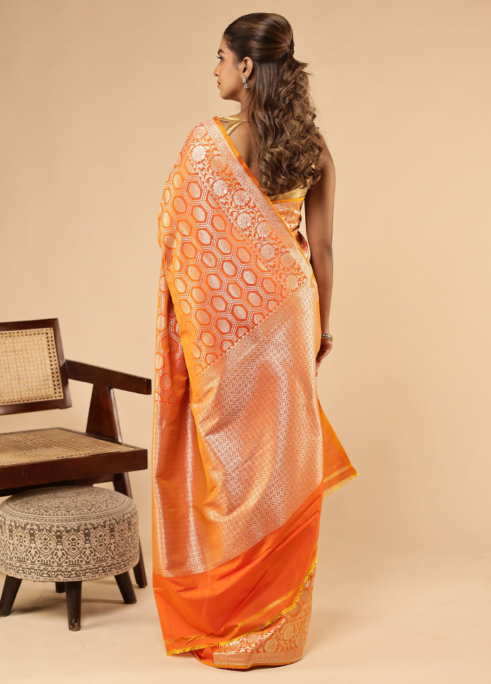 Rust Uppada Silk Saree With Blouse Piece