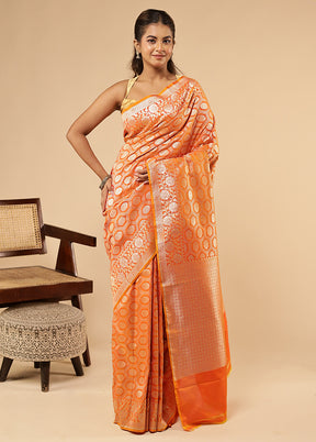 Rust Uppada Silk Saree With Blouse Piece
