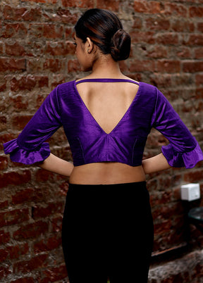 Purple Dupion Silk Designer Blouse - Indian Silk House Agencies