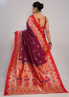 Pink Kanjivaram Silk Saree With Blouse Piece