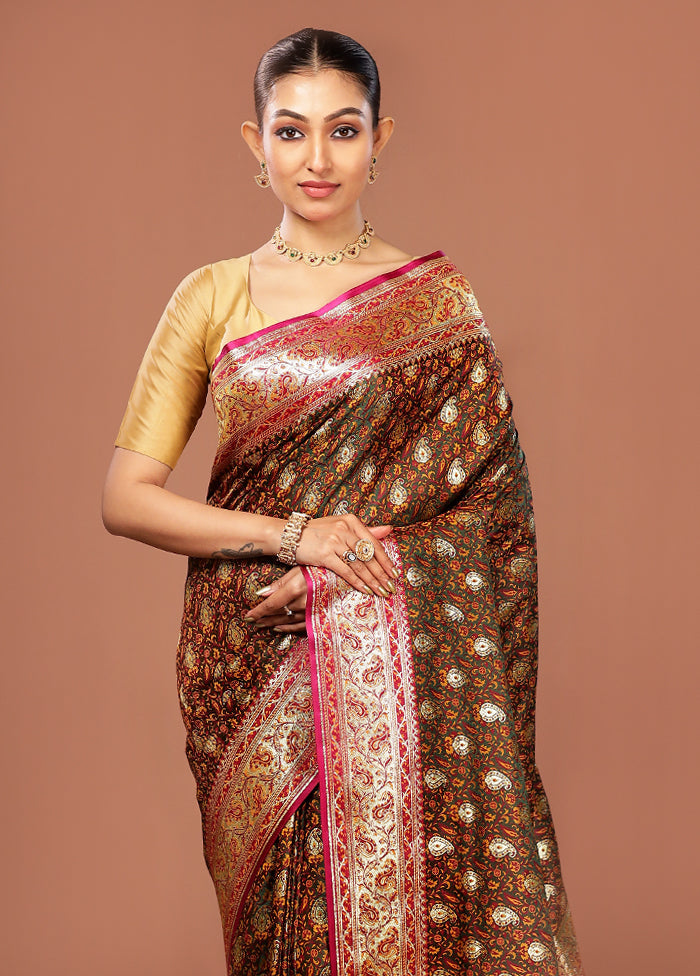 Green Tanchoi Silk Saree With Blouse Piece