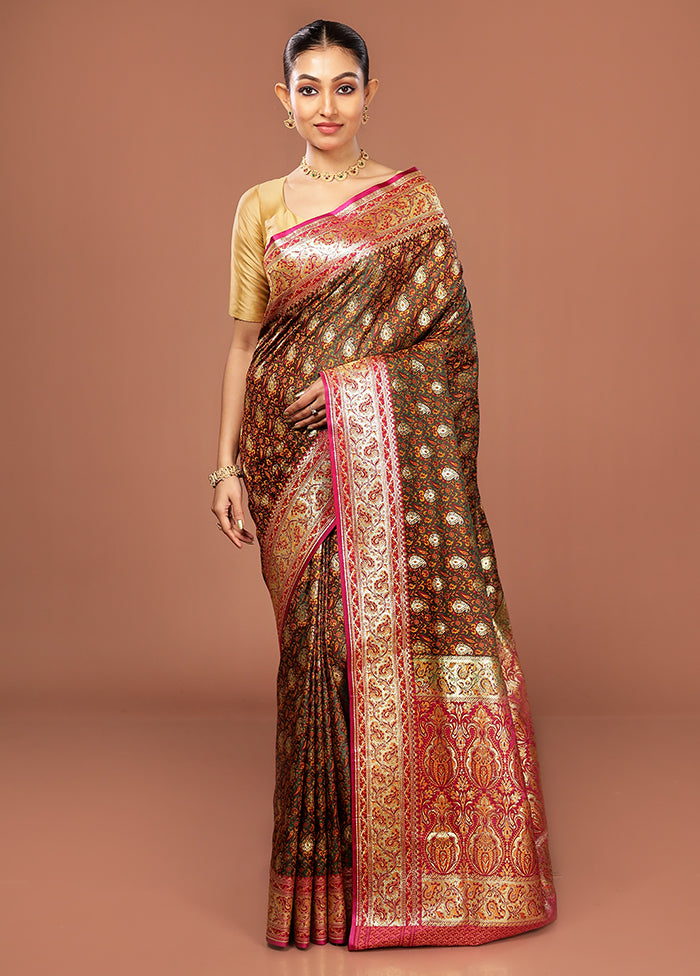 Green Tanchoi Silk Saree With Blouse Piece