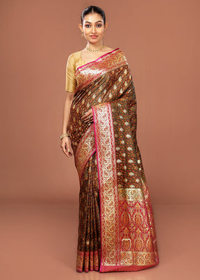 Green Tanchoi Silk Saree With Blouse Piece