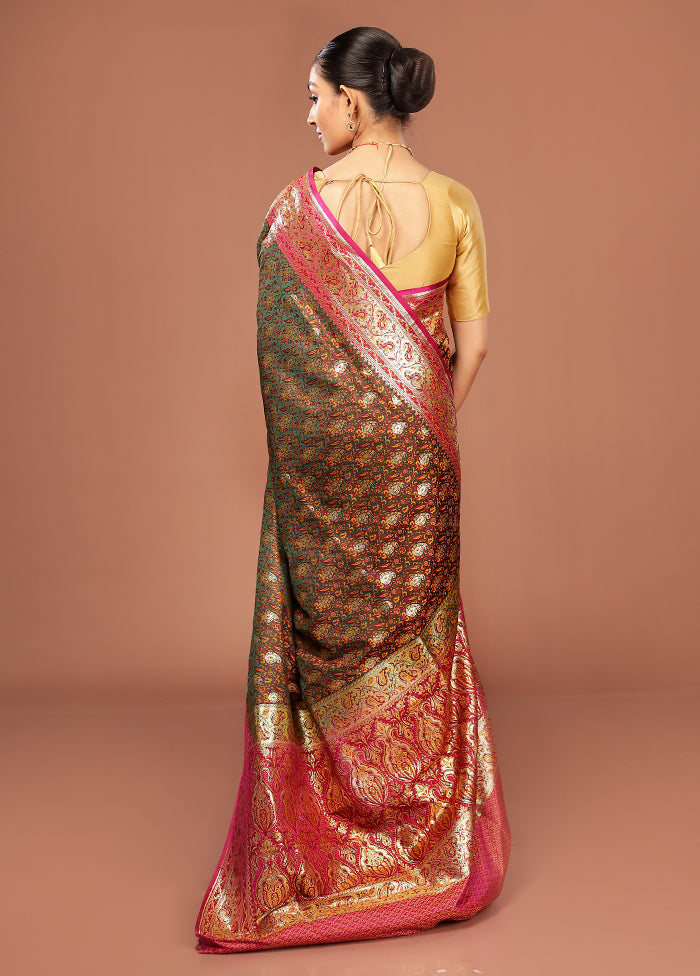 Green Tanchoi Silk Saree With Blouse Piece