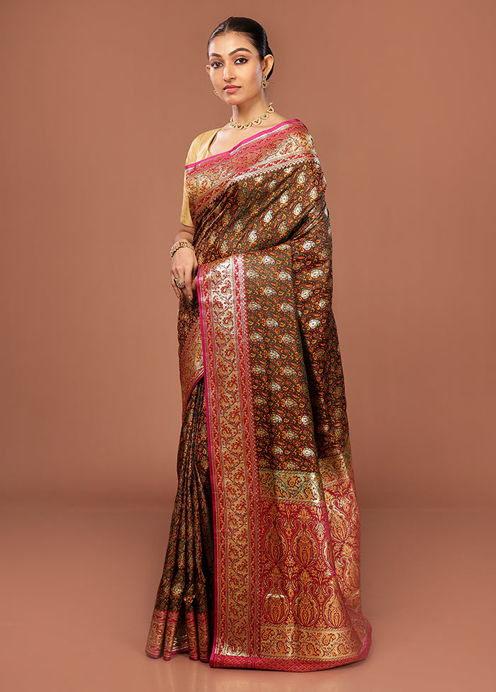 Green Tanchoi Silk Saree With Blouse Piece