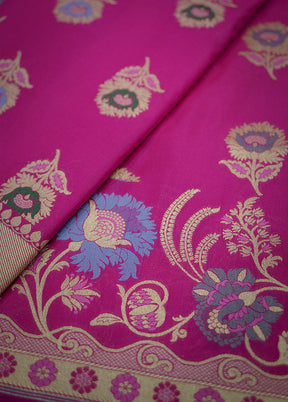 Pink Uppada Silk Saree With Blouse Piece