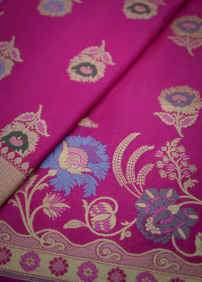 Pink Uppada Silk Saree With Blouse Piece