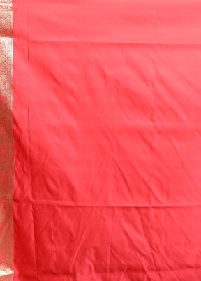 Rust Banarasi Silk Saree With Blouse Piece
