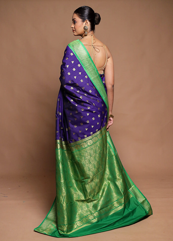 Blue Kanjivaram Silk Saree With Blouse Piece