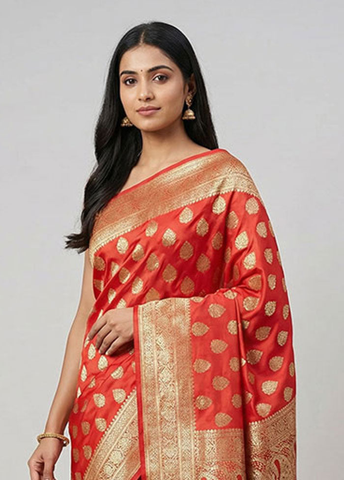 Pink Banarasi Silk Saree With Blouse Piece