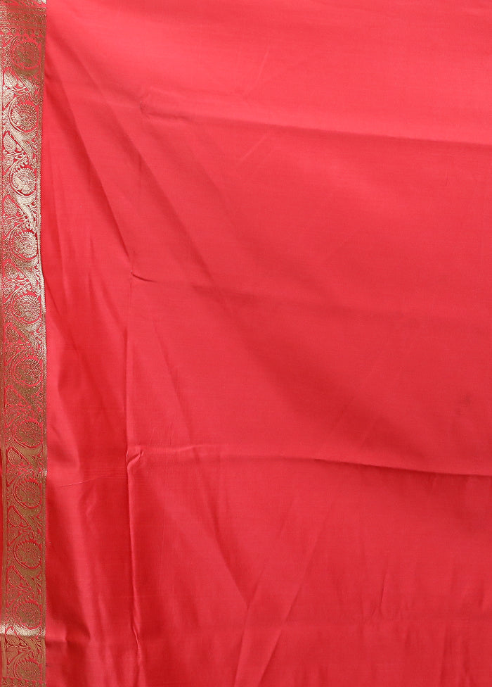Pink Banarasi Silk Saree With Blouse Piece