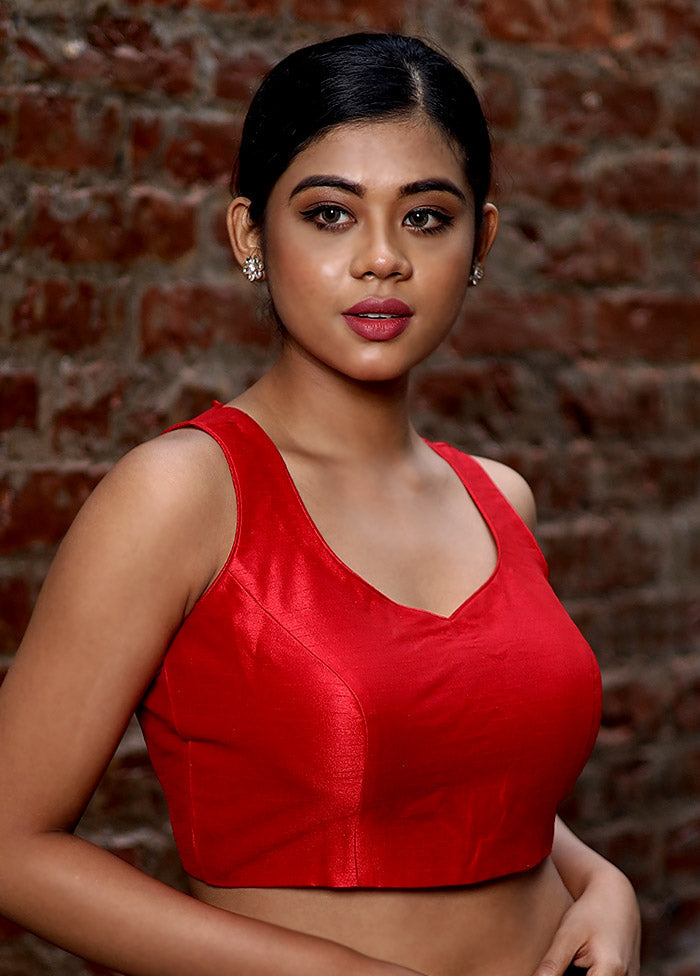 Red Dupion Silk Designer Blouse - Indian Silk House Agencies