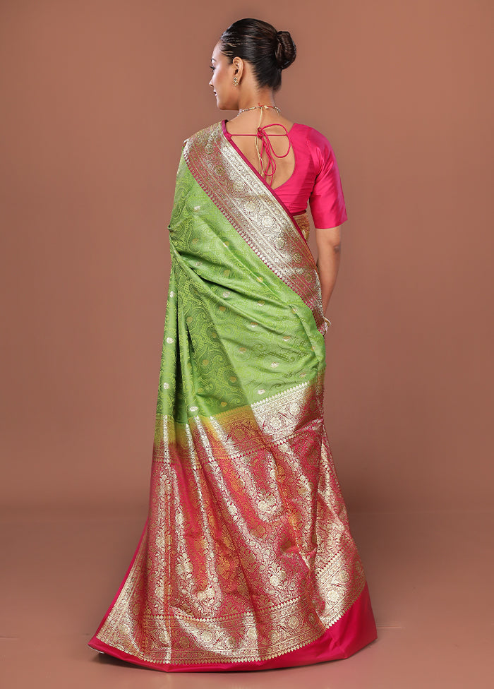 Green Tanchoi Silk Saree With Blouse Piece