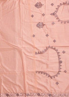 Peach Blended Silk Dupatta Lehenga Set