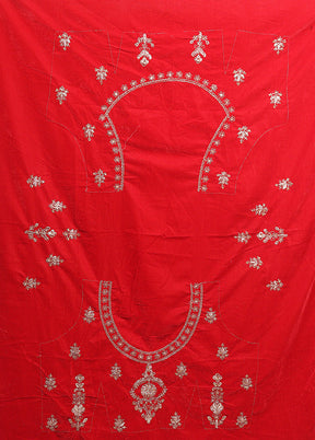 Red Blended Silk Dupatta Lehenga Set