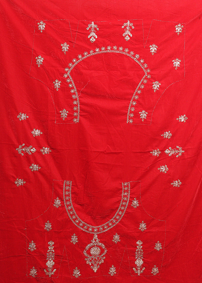 Red Blended Silk Dupatta Lehenga Set